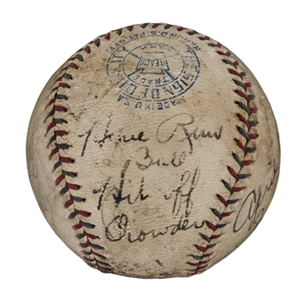1932 Al Simmons  Game Used Home Run Ball Inscribed by Simmons From Simmons Estate (Mears and JSA) 4/16/32